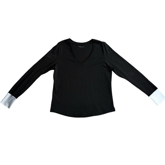 Universal Standard Petite Rhine V Neck Color Block Cuff Top, Size 2XS - Picture 2 of 11